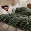 image:imageBedsure 3D Fleece Bubble Blanket for Couch  GentleSoft Green Spring Throw Blanket for Sofa Bed Home Decor  Luxury Soft Cozy Gifts for Women Lightweight All Seasons Sage Green5060Olive Green