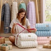 image:imageBedsure 3D Fleece Bubble Blanket for Couch  GentleSoft Green Spring Throw Blanket for Sofa Bed Home Decor  Luxury Soft Cozy Gifts for Women Lightweight All Seasons Sage Green5060Light Blue