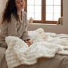 image:imageBedsure 3D Fleece Bubble Blanket for Couch  GentleSoft Green Spring Throw Blanket for Sofa Bed Home Decor  Luxury Soft Cozy Gifts for Women Lightweight All Seasons Sage Green506001 Off White