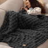 image:imageBedsure 3D Fleece Bubble Blanket for Couch  GentleSoft Green Spring Throw Blanket for Sofa Bed Home Decor  Luxury Soft Cozy Gifts for Women Lightweight All Seasons Sage Green5060Dark Grey