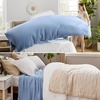 image:imageBedsure GentleSoft 100 Cotton Large Throw Blanket for Couch 50x70 inches  Breathable and Lightweight Soft Cozy Herringbone Woven Cotton Throw for Summer Spring Light Brown Office Chair Blanket07  Ashley Blue