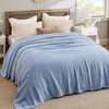 image:imageBedsure GentleSoft 100 Cotton Large Throw Blanket for Couch 50x70 inches  Breathable and Lightweight Soft Cozy Herringbone Woven Cotton Throw for Summer Spring Light Brown Office Chair Blanket07  Ashley Blue