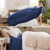 image:imageBedsure GentleSoft 100 Cotton Large Throw Blanket for Couch 50x70 inches  Breathable and Lightweight Soft Cozy Herringbone Woven Cotton Throw for Summer Spring Light Brown Office Chair Blanket07  Navy Blue