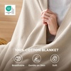 image:imageBedsure GentleSoft 100 Cotton Large Throw Blanket for Couch 50x70 inches  Breathable and Lightweight Soft Cozy Herringbone Woven Cotton Throw for Summer Spring Light Brown Office Chair Blanket01  Linen Beige