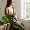 image:imageBedsure GentleSoft 100 Cotton Large Throw Blanket for Couch 50x70 inches  Breathable and Lightweight Soft Cozy Herringbone Woven Cotton Throw for Summer Spring Light Brown Office Chair Blanket03  Olive Green