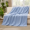 image:imageBedsure GentleSoft 100 Cotton Large Throw Blanket for Couch 50x70 inches  Breathable and Lightweight Soft Cozy Herringbone Woven Cotton Throw for Summer Spring Light Brown Office Chair Blanket07  Ashley Blue