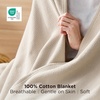image:imageBedsure GentleSoft 100 Cotton Large Throw Blanket for Couch 50x70 inches  Breathable and Lightweight Soft Cozy Herringbone Woven Cotton Throw for Summer Spring Light Brown Office Chair Blanket01  Linen Beige