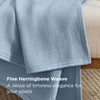 image:imageBedsure GentleSoft 100 Cotton Large Throw Blanket for Couch 50x70 inches  Breathable and Lightweight Soft Cozy Herringbone Woven Cotton Throw for Summer Spring Light Brown Office Chair Blanket07  Light Blue