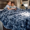image:imageBedsure GentleSoft Bubble Faux Fur King Size Blanket for Bed Fluffy Fuzzy King Blanket for Winter Soft Cozy Faux Fur Bedding Thick Warm Plush Decor for Bedroom Tiedye Taupe 104x90Tiedye Blue