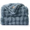 image:imageBedsure GentleSoft Bubble Faux Fur King Size Blanket for Bed Fluffy Fuzzy King Blanket for Winter Soft Cozy Faux Fur Bedding Thick Warm Plush Decor for Bedroom Tiedye Taupe 104x90Greyish Blue