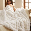 image:imageBedsure GentleSoft Bubble Faux Fur King Size Blanket for Bed Fluffy Fuzzy King Blanket for Winter Soft Cozy Faux Fur Bedding Thick Warm Plush Decor for Bedroom Tiedye Taupe 104x90Cream