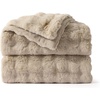 image:imageBedsure GentleSoft Bubble Faux Fur King Size Blanket for Bed Fluffy Fuzzy King Blanket for Winter Soft Cozy Faux Fur Bedding Thick Warm Plush Decor for Bedroom Tiedye Taupe 104x90Beige