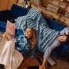 image:imageBedsure GentleSoft Bubble Faux Fur King Size Blanket for Bed Fluffy Fuzzy King Blanket for Winter Soft Cozy Faux Fur Bedding Thick Warm Plush Decor for Bedroom Tiedye Taupe 104x90Greyish Blue