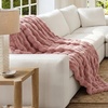image:imageBedsure GentleSoft Bubble Faux Fur King Size Blanket for Bed Fluffy Fuzzy King Blanket for Winter Soft Cozy Faux Fur Bedding Thick Warm Plush Decor for Bedroom Tiedye Taupe 104x90Dusty Rose