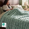 image:imageBedsure GentleSoft Bubble Faux Fur King Size Blanket for Bed Fluffy Fuzzy King Blanket for Winter Soft Cozy Faux Fur Bedding Thick Warm Plush Decor for Bedroom Tiedye Taupe 104x90Sage Green