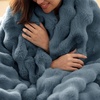 image:imageBedsure GentleSoft Bubble Faux Fur King Size Blanket for Bed Fluffy Fuzzy King Blanket for Winter Soft Cozy Faux Fur Bedding Thick Warm Plush Decor for Bedroom Tiedye Taupe 104x90Greyish Blue