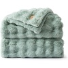 image:imageBedsure GentleSoft Bubble Faux Fur King Size Blanket for Bed Fluffy Fuzzy King Blanket for Winter Soft Cozy Faux Fur Bedding Thick Warm Plush Decor for Bedroom Tiedye Taupe 104x90Sage Green