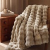 image:imageBedsure GentleSoft Bubble Faux Fur King Size Blanket for Bed Fluffy Fuzzy King Blanket for Winter Soft Cozy Faux Fur Bedding Thick Warm Plush Decor for Bedroom Tiedye Taupe 104x90Beige
