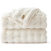 image:imageBedsure GentleSoft Bubble Faux Fur King Size Blanket for Bed Fluffy Fuzzy King Blanket for Winter Soft Cozy Faux Fur Bedding Thick Warm Plush Decor for Bedroom Tiedye Taupe 104x90Cream