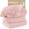 image:imageBedsure Pink Throw Blanket for Couch  350GSM Fluffy Plush Bubble Blanket for Bed Home Room Decor GentleSoft Cute Fleece Soft Cozy Gifts for Women Girls 50x60 Inches01  Pink