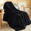 image:imageBedsure Pink Throw Blanket for Couch  350GSM Fluffy Plush Bubble Blanket for Bed Home Room Decor GentleSoft Cute Fleece Soft Cozy Gifts for Women Girls 50x60 Inches07  Black