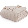 image:imageBedsure 100 Cotton Teal Blanket Queen Size for Bed  Cooling Breathable and Soft for Summer Thick Cozy Waffle Weave Blanket Gifts for Women 90x90 Inches02 Beige