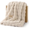 image:imageBedsure 3D Fleece Bubble Blanket for Couch  GentleSoft Green Spring Throw Blanket for Sofa Bed Home Decor  Luxury Soft Cozy Gifts for Women Lightweight All Seasons Sage Green506004 Beige
