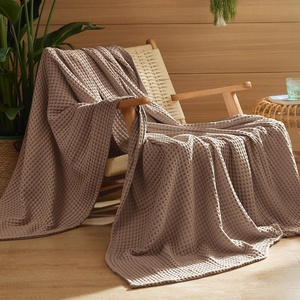 image:imageBedsure 100 Cotton Oversized King Blanket for Spring Summer Waffle Weave Couch Cover California King Blanket Thin Lightweight Breathable Bedding Gifts for Women Men Teens Linen 120x94Coffee Brown