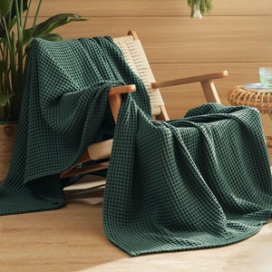 image:imageBedsure 100 Cotton Oversized King Blanket for Spring Summer Waffle Weave Couch Cover California King Blanket Thin Lightweight Breathable Bedding Gifts for Women Men Teens Linen 120x94Dark Green