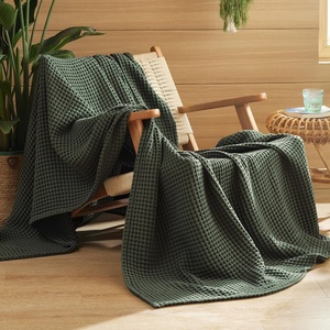 image:imageBedsure 100 Cotton Oversized King Blanket for Spring Summer Waffle Weave Couch Cover California King Blanket Thin Lightweight Breathable Bedding Gifts for Women Men Teens Linen 120x94Olive Green
