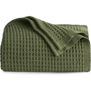 image:imageBedsure 100 Cotton Teal Blanket Queen Size for Bed  Cooling Breathable and Soft for Summer Thick Cozy Waffle Weave Blanket Gifts for Women 90x90 Inches11 Moss Green