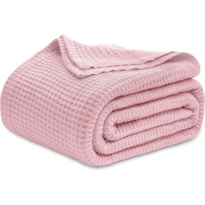 image:imageBedsure 100 Cotton Teal Blanket Queen Size for Bed  Cooling Breathable and Soft for Summer Thick Cozy Waffle Weave Blanket Gifts for Women 90x90 Inches20 Light Pink