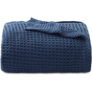 image:imageBedsure 100 Cotton Teal Blanket Queen Size for Bed  Cooling Breathable and Soft for Summer Thick Cozy Waffle Weave Blanket Gifts for Women 90x90 Inches10 Navy
