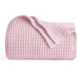 image:imageBedsure 100 Cotton Teal Blanket Queen Size for Bed  Cooling Breathable and Soft for Summer Thick Cozy Waffle Weave Blanket Gifts for Women 90x90 Inches06 Pink
