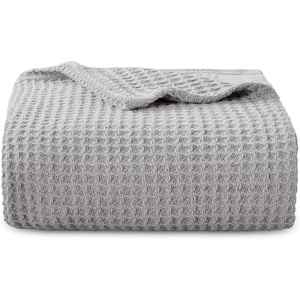 image:imageBedsure 100 Cotton Teal Blanket Queen Size for Bed  Cooling Breathable and Soft for Summer Thick Cozy Waffle Weave Blanket Gifts for Women 90x90 Inches08 Grey