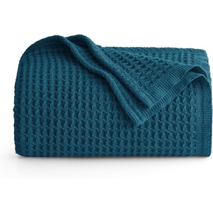 image:imageBedsure 100 Cotton Teal Blanket Queen Size for Bed  Cooling Breathable and Soft for Summer Thick Cozy Waffle Weave Blanket Gifts for Women 90x90 Inches07 Teal