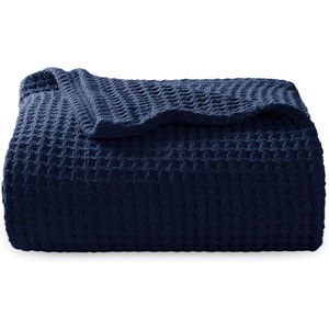 image:imageBedsure 100 Cotton Teal Blanket Queen Size for Bed  Cooling Breathable and Soft for Summer Thick Cozy Waffle Weave Blanket Gifts for Women 90x90 Inches18 Pageant Blue