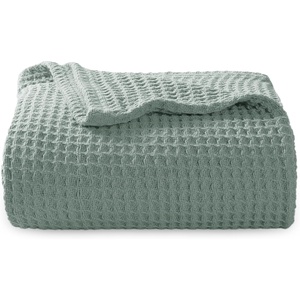 image:imageBedsure 100 Cotton Teal Blanket Queen Size for Bed  Cooling Breathable and Soft for Summer Thick Cozy Waffle Weave Blanket Gifts for Women 90x90 Inches04 Sage Green