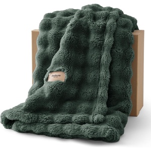 image:imageBedsure 3D Fleece Bubble Blanket for Couch  GentleSoft Green Spring Throw Blanket for Sofa Bed Home Decor  Luxury Soft Cozy Gifts for Women Lightweight All Seasons Sage Green5060Dark Green
