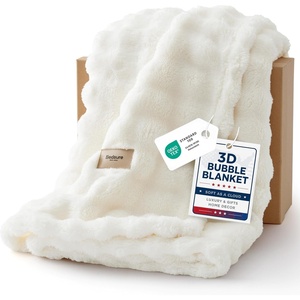 image:imageBedsure 3D Fleece Bubble Blanket for Couch  GentleSoft Green Spring Throw Blanket for Sofa Bed Home Decor  Luxury Soft Cozy Gifts for Women Lightweight All Seasons Sage Green506001 Off White