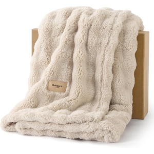 image:imageBedsure 3D Fleece Bubble Blanket for Couch  GentleSoft Green Spring Throw Blanket for Sofa Bed Home Decor  Luxury Soft Cozy Gifts for Women Lightweight All Seasons Sage Green506004 Beige