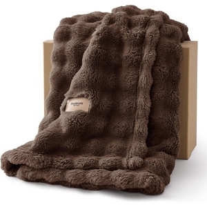 image:imageBedsure 3D Fleece Bubble Blanket for Couch  GentleSoft Green Spring Throw Blanket for Sofa Bed Home Decor  Luxury Soft Cozy Gifts for Women Lightweight All Seasons Sage Green5060Brown