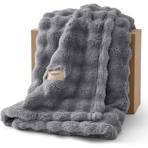 image:imageBedsure 3D Fleece Bubble Blanket for Couch  GentleSoft Green Spring Throw Blanket for Sofa Bed Home Decor  Luxury Soft Cozy Gifts for Women Lightweight All Seasons Sage Green506007 Grey