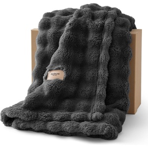image:imageBedsure 3D Fleece Bubble Blanket for Couch  GentleSoft Green Spring Throw Blanket for Sofa Bed Home Decor  Luxury Soft Cozy Gifts for Women Lightweight All Seasons Sage Green5060Dark Grey
