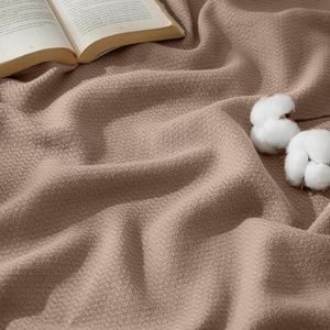 image:imageBedsure GentleSoft 100 Cotton Large Throw Blanket for Couch 50x70 inches  Breathable and Lightweight Soft Cozy Herringbone Woven Cotton Throw for Summer Spring Light Brown Office Chair Blanket01  Coffee Brown