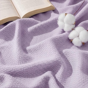 image:imageBedsure GentleSoft 100 Cotton Large Throw Blanket for Couch 50x70 inches  Breathable and Lightweight Soft Cozy Herringbone Woven Cotton Throw for Summer Spring Light Brown Office Chair Blanket06  Light Purple