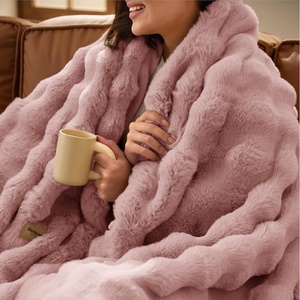 image:imageBedsure GentleSoft Bubble Faux Fur King Size Blanket for Bed Fluffy Fuzzy King Blanket for Winter Soft Cozy Faux Fur Bedding Thick Warm Plush Decor for Bedroom Tiedye Taupe 104x90Dusty Rose
