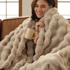 image:imageBedsure GentleSoft Bubble Faux Fur King Size Blanket for Bed Fluffy Fuzzy King Blanket for Winter Soft Cozy Faux Fur Bedding Thick Warm Plush Decor for Bedroom Tiedye Taupe 104x90Beige