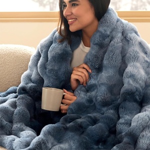 image:imageBedsure GentleSoft Bubble Faux Fur King Size Blanket for Bed Fluffy Fuzzy King Blanket for Winter Soft Cozy Faux Fur Bedding Thick Warm Plush Decor for Bedroom Tiedye Taupe 104x90Tiedye Blue