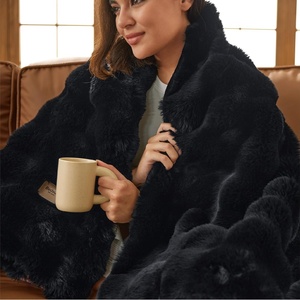 image:imageBedsure GentleSoft Bubble Faux Fur King Size Blanket for Bed Fluffy Fuzzy King Blanket for Winter Soft Cozy Faux Fur Bedding Thick Warm Plush Decor for Bedroom Tiedye Taupe 104x90Black